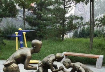 儿童雕塑-公园景区铜雕掰手腕儿童雕塑