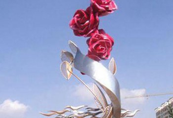 玫瑰雕塑-不锈钢广场景观玫瑰花雕塑