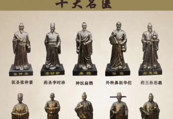 名医雕塑-古代十大名医人物鎏金小品景观铜雕塑