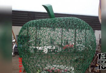 苹果雕塑-商业街不锈钢网苹果雕塑
