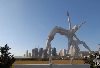 体操雕塑-景区广场网格不锈钢连体操人物雕塑