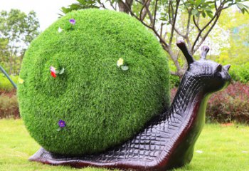 蜗牛雕塑-公园摆放的一只超大的半植物玻璃钢创意蜗牛雕塑