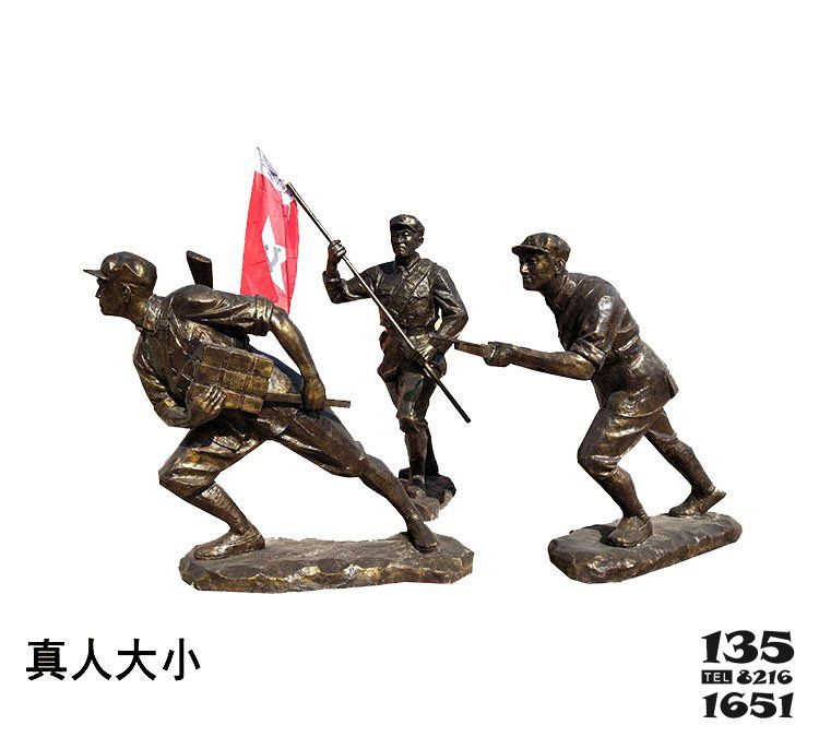 八路军雕塑-冲锋战斗铜雕仿真人物八路军雕塑