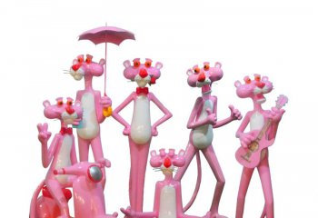 豹子雕塑-卧室可爱幽默创意树脂粉红豹雕塑