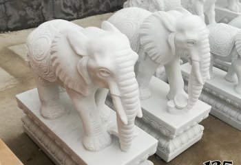 大象雕塑-公园景区汉白玉石雕创意大象雕塑