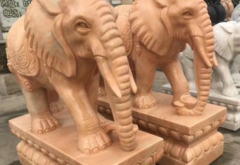 大象雕塑-黄蜡石石雕园林庭院大象雕塑