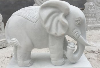 大象雕塑-庭院寺庙汉白玉石雕大象雕塑