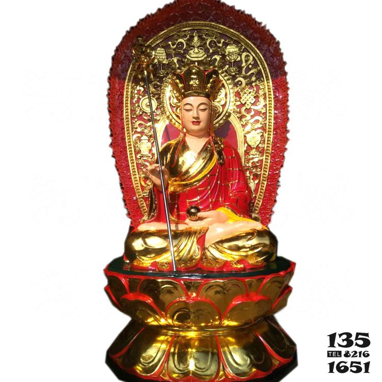 地藏王雕塑-寺庙佛家菩萨不锈钢喷金供奉地藏王雕塑高清图片