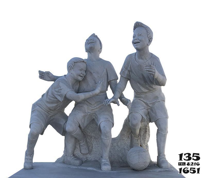 儿童雕塑-户外大理石石雕玩耍的儿童雕塑高清图片