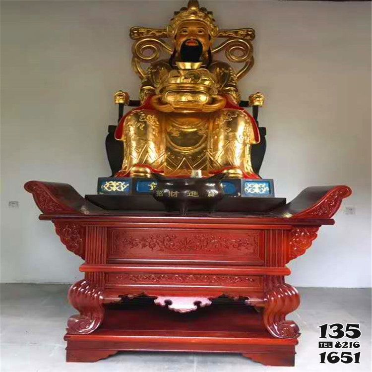 供桌雕塑-寺院室内摆放木雕供桌元宝桌雕刻高清图片