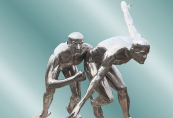 滑冰雕塑-体育场不锈钢抽象滑冰运动比赛人物雕塑
