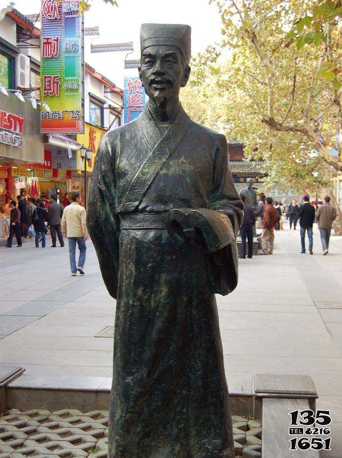 李时珍雕塑-步行街摆放立式历史名医李时珍青铜雕塑高清图片