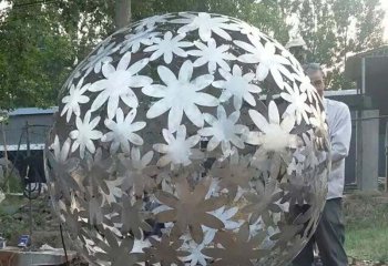 镂空球雕塑-户外创意不锈钢可爱花朵镂空球雕塑
