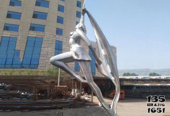 女孩雕塑-校园不锈钢抽象艺术体操女孩雕塑