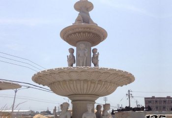喷泉雕塑-学校欧式人物汉白玉多层喷泉石雕