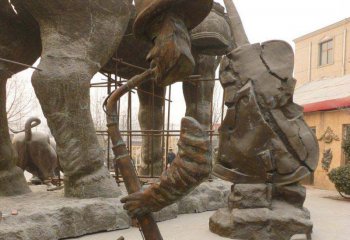 吹奏雕塑-公园抽象吹萨克斯的人物景观铜雕吹奏雕塑
