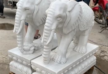 大象雕塑-户外园林大型汉白玉石雕大象雕塑