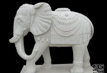 大象雕塑-户外园林景区汉白玉石雕大象雕塑