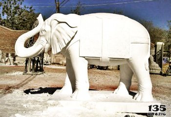 大象雕塑-庭院别墅汉白玉石雕镇宅招财大象雕塑