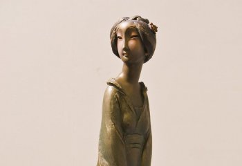 弹奏人物雕塑-弹古筝的女人铜雕古代人物雕塑弹雕塑