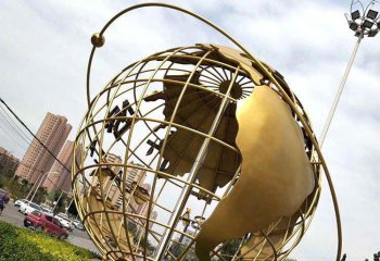 地球仪雕塑-广场户外不锈钢喷金烤漆创意地球仪雕塑