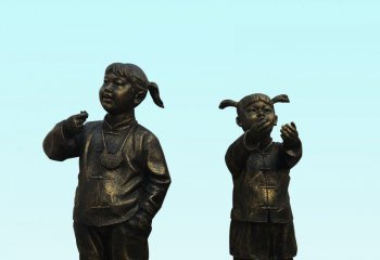 儿童雕塑-景区铜雕玩耍的儿童雕塑