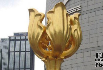 花朵雕塑-广场创意不锈钢金色紫荆花雕塑