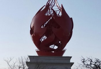 火苗雕塑-公园酒店广场球形不锈钢火苗雕塑