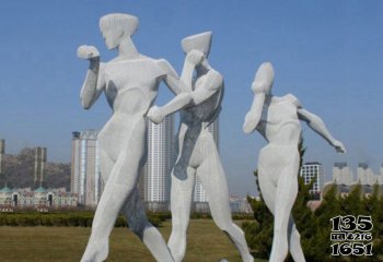 竞走雕塑-学院草坪不锈钢抽象竞走人物雕塑