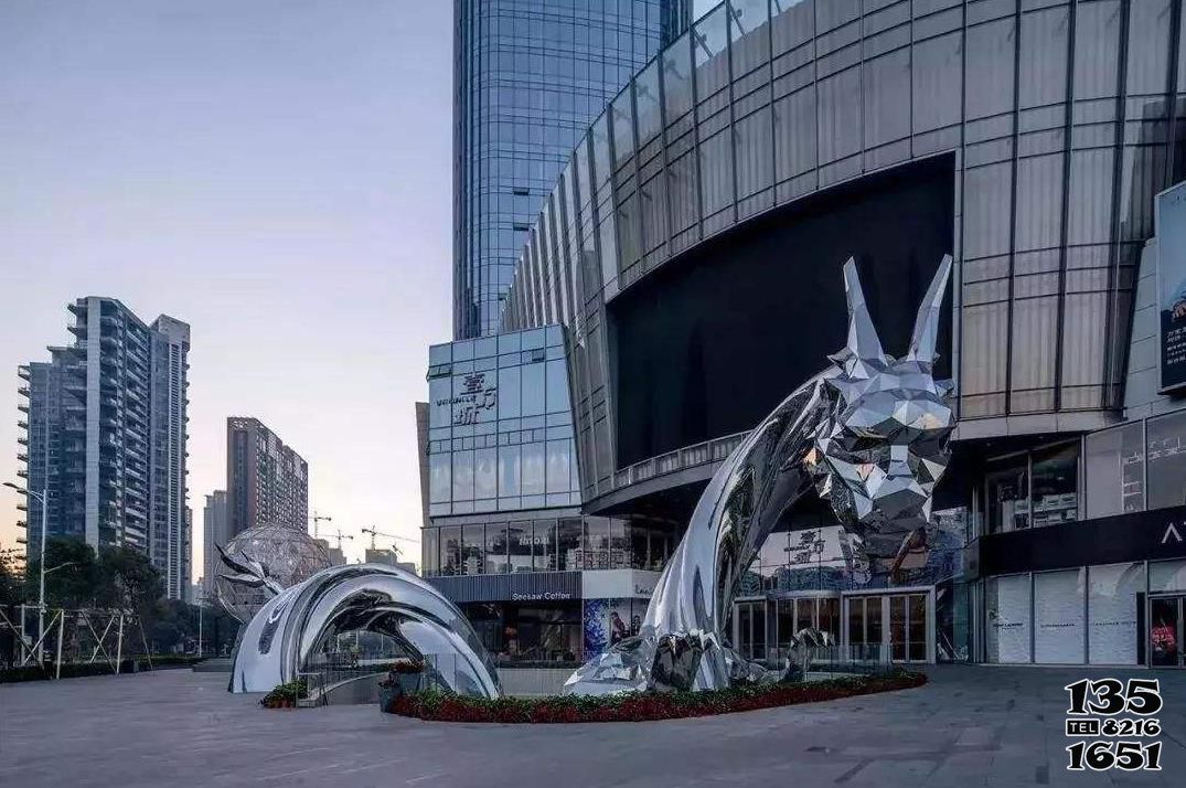 龙雕塑-城市景观不锈钢抽象户外龙雕塑