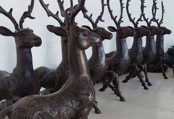 鹿雕塑-公园大型仿真动物景观铜雕鹿雕塑