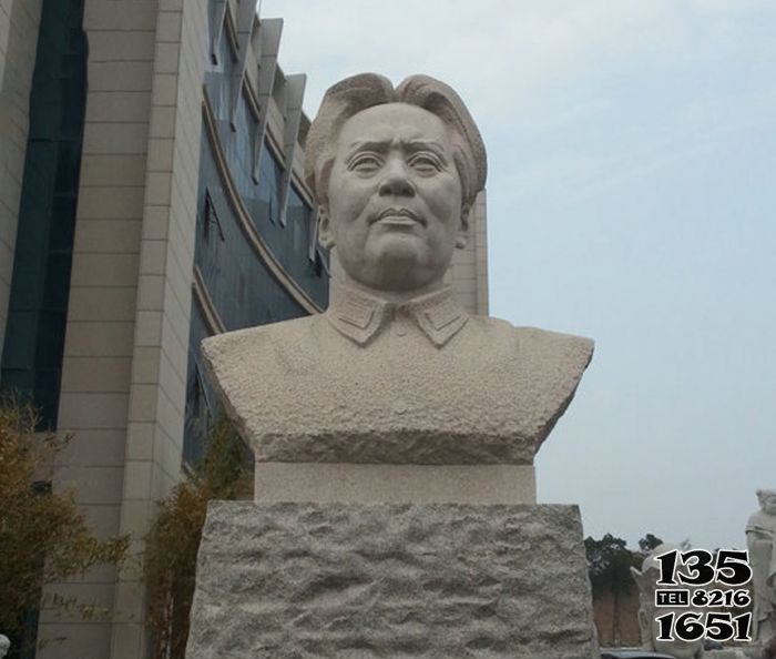 毛泽东雕塑-城市街道伟人胸像石雕毛泽东雕塑高清图片