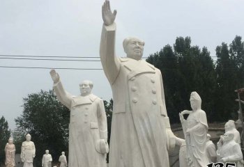 毛泽东雕塑-汉白玉石雕浮雕挥手的毛主席校园毛泽东雕塑