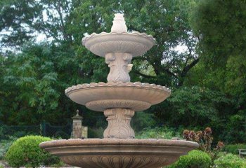 喷泉雕塑-园林景观三层喷泉花岗岩石雕摆件