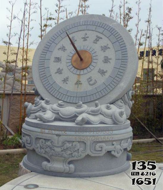 日晷雕塑-校园景区砂石石雕古代赤道式计时器日晷雕塑