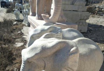 大象雕塑-广场花园汉白玉石雕大象雕塑
