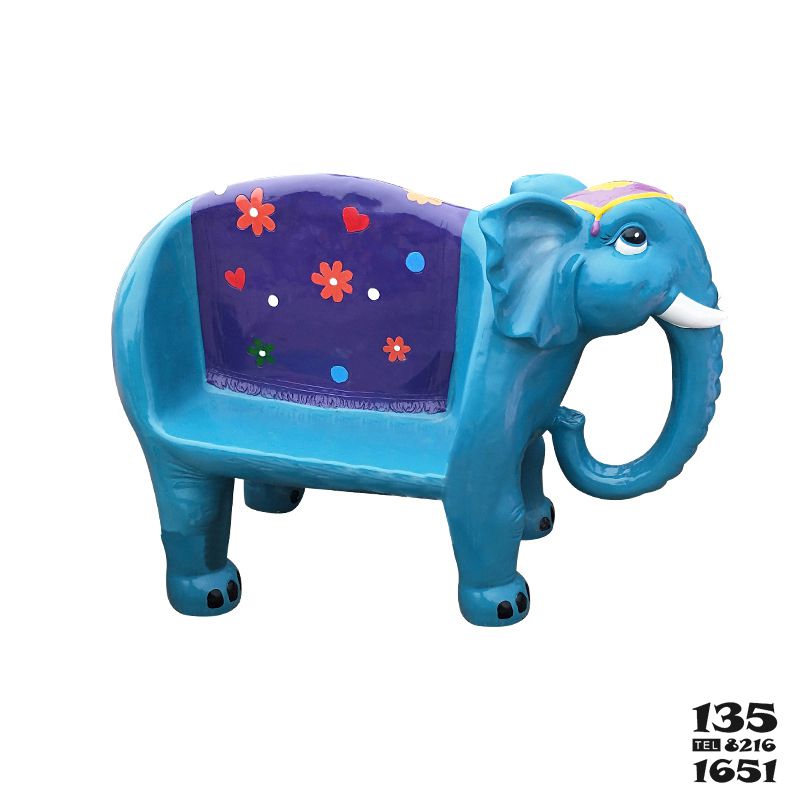 大象雕塑-幼儿园一只大象座椅玻璃钢大象雕塑