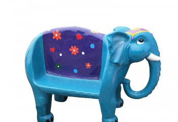 大象雕塑-幼儿园一只大象座椅玻璃钢大象雕塑