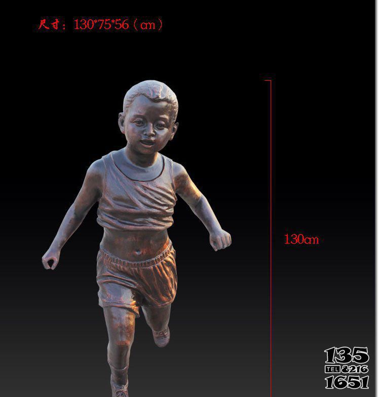 儿童雕塑-奔跑的儿童公园人物玻璃钢仿铜儿童雕塑高清图片