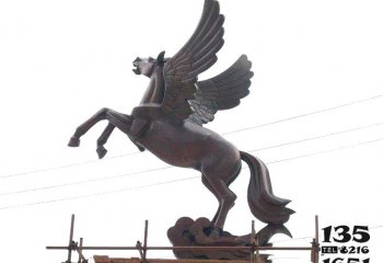 飞马雕塑-广场上摆放的脚踩祥云的玻璃钢创意飞马雕塑
