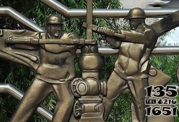 工人雕塑-不锈钢抽象浮雕石油工人雕塑