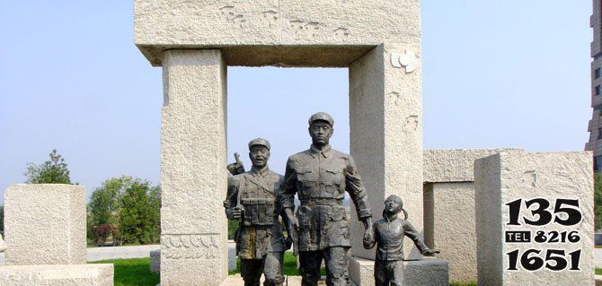红军雕塑-公园不锈钢仿铜红军雕高清图片