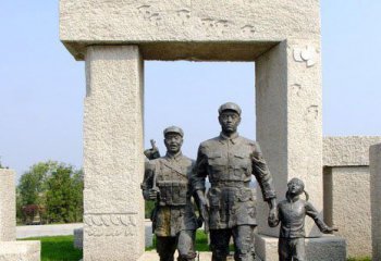 红军雕塑-公园不锈钢仿铜红军雕