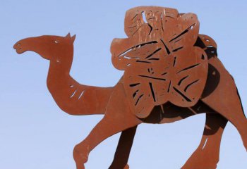 骆驼雕塑-街道边摆放的行走不锈钢剪纸骆驼雕塑