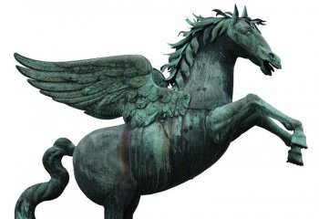 马车雕塑-公园广场做旧带翅膀飞马青铜马车雕塑