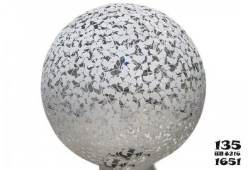 镂空球雕塑-室内庭院不锈钢银杏叶工艺镂空球雕塑-