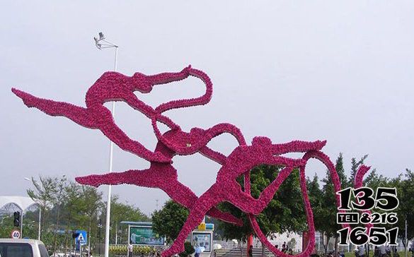 体操雕塑-城市花园摆放彩绘不锈钢抽象艺术体操人物雕塑