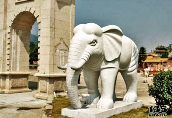 大象雕塑-户外景区大型景观大理石石雕大象雕塑