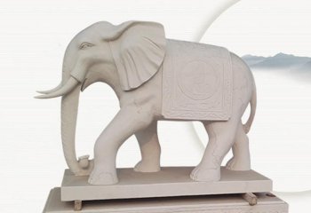 大象雕塑-户外园林景区创意汉白玉石雕大象雕塑