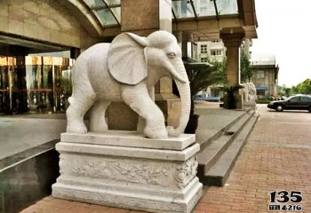 大象雕塑-酒店汉白玉石雕大型景观装饰品大象雕塑